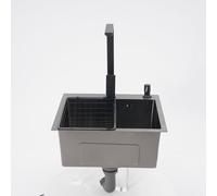 KANBCNG Évier de cuisine encastrable en acier inoxydable - 45 x 40 x 20 cm - Avec robinetterie - Petit évier avec égouttoir - Pour familles, restaurants, buanderies