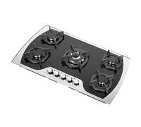 KANBCNG Plaque de cuisson à gaz avec 5 brûleurs, 5 feux, réglage du feu à 180°, encastrable / plan de travail, support de casserole amovible, en verre trempé, 5 zones, réchaud à gaz LPG/NG, brûleur