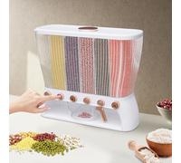 Kanbihao Distributeurs de céréales, 6 griglie, distributeur riz, contenitore con coperchio, dispenser per riso da cucina, cibo secco, distributeur cereales petit dejeuner