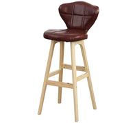 KANBUN Chaises de Bar Modernes en Bois Massif avec Coussins étanches PU, dossiers ergonomiques et Repose-Pieds Confortables, Espace de Sauvegarde (Taille: 67 cm, Couleur: Marron)