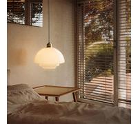 KANBUN Lampe à Suspension en Verre de Style européen avec Finition en Laiton, luminaire de Lustre réglable pour Salon, Chambre à Coucher, Salle familiale