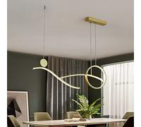 KANBUN Lampe à Suspension linéaire Moderne avec télécommande, Lustre à intensité Variable, Hauteur réglable, 48 W, plafonnier créatif pour Salon et Salle à Manger, Finition dorée élégante, Design