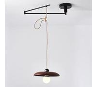 KANBUN Luminaire Suspendu à Bras oscillant réglable en Bois Rustique pour Ferme Moderne, îlot de Cuisine, Lustre Noir à Bras Long, Parfait pour la Salle à Manger et Le Restaurant