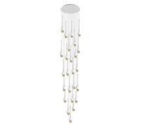 KANBUN Plafonnier Lustres de Plafond Hauts à 25 lumières LED 3CCT Dimmable Goutte de Pluie Spirale Cristal Suspension Dôme Long Lustre Luminaires pour Foyer Entrée Escalier Éclairage (Couleur: