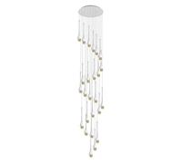 KANBUN Plafonnier Lustres de Plafond Hauts à 25 lumières LED 3CCT Dimmable Goutte de Pluie Spirale Cristal Suspension Dôme Long Lustre Luminaires pour Foyer Entrée Escalier Éclairage (Couleur: