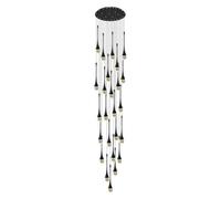 KANBUN Plafonnier Lustres de Plafond Hauts à 25 lumières LED 3CCT Dimmable Goutte de Pluie Spirale Cristal Suspension Dôme Long Lustre Luminaires pour Foyer Entrée Escalier Éclairage (Couleur: Noir,