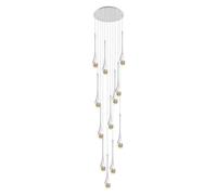 KANBUN Plafonnier Lustres en Cristal à 12 lumières LED 3CCT Dimmable Goutte de Pluie Spirale Lampes Suspendues Haut Plafond Dôme Lustre pour Foyer Entrée Escalier Luminaire (Couleur: Argent, Taille: