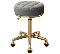KANBUN Salons roulants Ronds Salons de beauté Bureau tabourets de Bar pivotants avec Acier en métal doré 5 Griffes et Roues de Terre, réglable 47-64 cm (Couleur: Gris foncé)