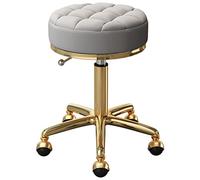 KANBUN Salons roulants Ronds Salons de beauté Bureau tabourets de Barre pivotants avec Acier en métal doré 5 Griffes et Roues de Terre, réglable 47-64 cm (Couleur: Gris Clair)