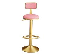 KANBUN Tabourets Chaise à Manger à Domicile Moderne Barre de Levage Rotation avec Un Dossier de Coussin éponge Confortable Repose-Pieds 40 cm châssis High, Chargement 200 kg (Couleur: Rose)