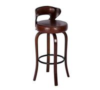 KANBUN Tabourets en Bois Barstool, Dossier PU et Coton Coussin en métal reprocheur Poute de Cuisine pour Le Salon Balcony Cafe Office Pub (Couleur: Marron, Taille: 70 cm)
