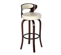 KANBUN Tabourets en Bois Barstool, Dossier PU et Coton Coussin en métal reprocheur Poute de Cuisine pour Le Salon Balcony Cafe Office Pub (Couleur: Blanc, Taille: 70 cm)