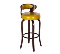 KANBUN Tabourets Tabouret en Bois Barstool, Dossier PU et Coton Coussin en métal reprocheur Poute de Cuisine pour Le Salon Balcony Cafe Office Pub (Couleur: Jaune, Taille: 75 cm)
