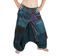 Kanchan Crafts Pantalon sarouel pour femme - Patchwork - Pantalon d'été - Pantalon de yoga - Pantalon long baggy imprimé - Style harem - Taille élastique - Turquoise - Taille unique