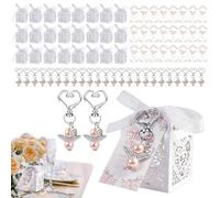 Kanderia Lot de 24 boîtes de bonbons pour bonbons de mariage - Conteneur pour gâteaux de faveurs, faveurs multifonctionnelles avec ruban avec ange en métal pour fête de célibataire