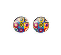 Kandinsky Boucles d'oreilles rondes en forme de cercles et de dôme en verre, nan