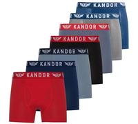 Kandor Boxer en Bambou pour Homme - Lot de 7 Sous-vêtements Doux et Respirants, Caleçon en Viscose de Bambou et Coton, Ensemble de Boxers Unis et Noirs, Bleu Rouge, S