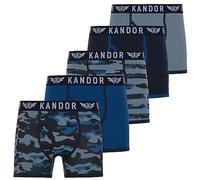 Kandor Boxer en Coton pour Homme - Lot de 5 sous-vêtements colorés, Noirs et colorés pour Homme, sous-vêtements Extensibles en Coton Doux, Boxers avec Taille élastique