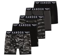 Kandor Boxer en Coton pour Homme - Lot de 5 sous-vêtements colorés, Noirs et colorés pour Homme, sous-vêtements Extensibles en Coton Doux, Boxers avec Taille élastique