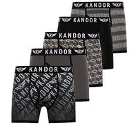 Kandor Boxer en Coton pour Homme - Lot de 5 sous-vêtements colorés, Noirs et colorés pour Homme, sous-vêtements Extensibles en Coton Doux, Boxers avec Taille élastique