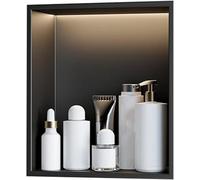 Kanduo Armoire de Niche Murale de Salle de Bain, Niche de Douche encastrée avec LED, for Salon Chambre à Coucher, Noir Mat(32x32x12.5cm)