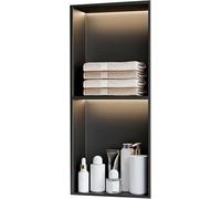 Kanduo Armoire de Niche Murale de Salle de Bain, Niche de Douche encastrée avec LED, for Salon Chambre à Coucher, Noir Mat(70x28x12.5cm)