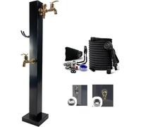 Kanduo colonne d'arrosage vertical Colonne d'eau de jardin extérieure autoportante, robinet extérieur en acier inoxydable sans givre avec 2 interrupteurs vanne séparés(Gold)