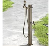 Kanduo colonne d'arrosage vertical Colonne d'eau extérieure en acier inoxydable, bouche d'incendie de jardin rétro for l'irrigation et le lavage voiture, distributeur vertical monté au sol(Black D)