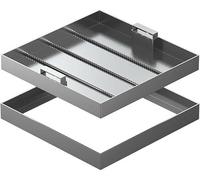 Kanduo Couvercle de Regard carré Couvercle et Cadre de Regard de Fosse septique en Acier Inoxydable - Couvercle d'égout Invisible avec poignées, Durable et(50x50cm/19.7x19.7in)