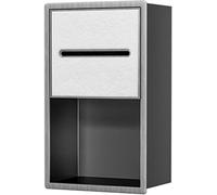 Kanduo Distributeur de Papier Toilette avec Niche Murale encastrée, Aucun carrelage requis for Le Rangement, Porte-Papier Toilette en Acier Inoxydable avec étagère(Gray Frame+White)