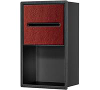 Kanduo Distributeur de Papier Toilette avec Niche Murale encastrée, Aucun carrelage requis for Le Rangement, Porte-Papier Toilette en Acier Inoxydable avec étagère(Black Frame+Red)
