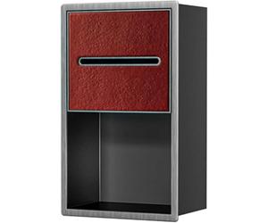 Kanduo Distributeur de Papier Toilette avec Niche Murale encastrée, Aucun carrelage requis for Le Rangement, Porte-Papier Toilette en Acier Inoxydable avec étagère(Gray Frame+Red)