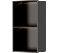 Kanduo Douche de Niche encastrée for Rangement de Salle de Bain, Armoire de Rangement Murale, avec lumière LED, for Rangement de Salle de Bain(Black,70x28x12.5cm)