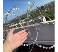 Kanduo Fil barbelé Grillage barbelé for arrière-cours, fermes, murs et clôtures, filet de protection en fil barbelé à lame en acier galvanisé(50m)