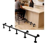 Kanduo Kit de Repose-Pieds pour Bar Kit de Repose-Pieds, Garde-Corps Pied Barre fixés au Mur for comptoir réception intérieur et extérieur(Black,4.0M/13.12FT)