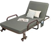 KanDuo Lit Pliant avec Matelas for Adultes, Cadre de lit Pliant en métal à Inclinaison réglable avec Roues verrouillables, for la Maison, Le Bureau ou Le Camping(Grigio,192x100x30cm)