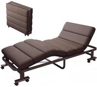KanDuo Lit Pliant avec Matelas for Adultes, Tube en Acier épais, Inclinaison réglable, lit de Camping Pliable Portable avec Roues verrouillables