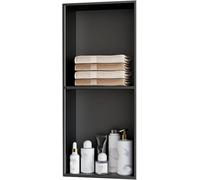 Kanduo Niche en Acier Inoxydable, Aucun carrelage requis Niches avec étagères Niches de Rangement for Salle de Bain Étagère de Douche encastrée(Black,28x70cm)