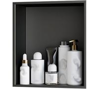 Kanduo Niche en Acier Inoxydable, Aucun carrelage requis Niches avec étagères Niches de Rangement for Salle de Bain, for Salon, Cuisine, espaces publics(Black,32x32cm)