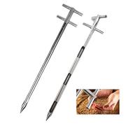 KanDuo Sonde d'échantillonnage de Sol, Test de poignée de Style T, Kits de Test de sonde de Grain à Trois Zones for l'agriculture céréalière, échantillonnage de Tubes Voleurs à Tourner(D32mm*L2.0m)