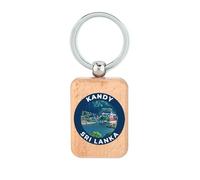 Kandy Sri Lanka Circle Badge Porte-clés en bois Plaque de chien Accessoire Porte-clés