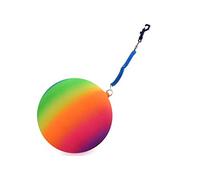 KandyToys 10" Neon Rainbow Ball with Keychain Boule Arc-en-Ciel Fluo de 25,4 cm avec Porte-clés Unisexe-Adolescents, Multicolore, Taille Unique