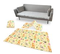 KandyToys Tapis d'éveil Pliable Faune | Tapis pour Ramper épais et rembourré en XPE | Imperméable | Sûr