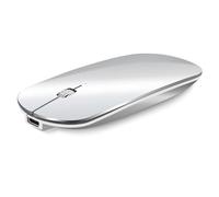 KANG RUI Mini souris Bluetooth, fine, portable, plate, sans fil, rechargeable, ultra fine, compatible avec ordinateur portable, PC, ordinateur portable, tablette (blanc argenté)