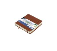 Kangaro Art Carnet de croquis 12 x 12 cm Cognac PU Couverture rigide 80 feuilles 140 g Papier crème avec élastique et ruban