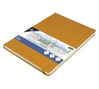 Kangaro Art Carnet de croquis A4 à couverture rigide en polyuréthane Jaune ocre 80 feuilles 140 g Papier crème
