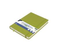 Kangaro Art Carnet de croquis A5 vert citron PU couverture rigide 80 feuilles 140 g papier crème avec élastique et ruban