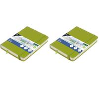Kangaro Art Carnet de croquis A6 vert citron PU couverture rigide 80 feuilles 140 g papier crème avec élastique et bande élastique (Lot de 2)