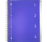 Kangaro Cahier À Spirale 4en1, A4, Ligné, 200 Pages, Bleu