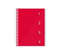 Kangaro Cahier À Spirale 4en1, A5, Ligné, 200 Pages, Rouge